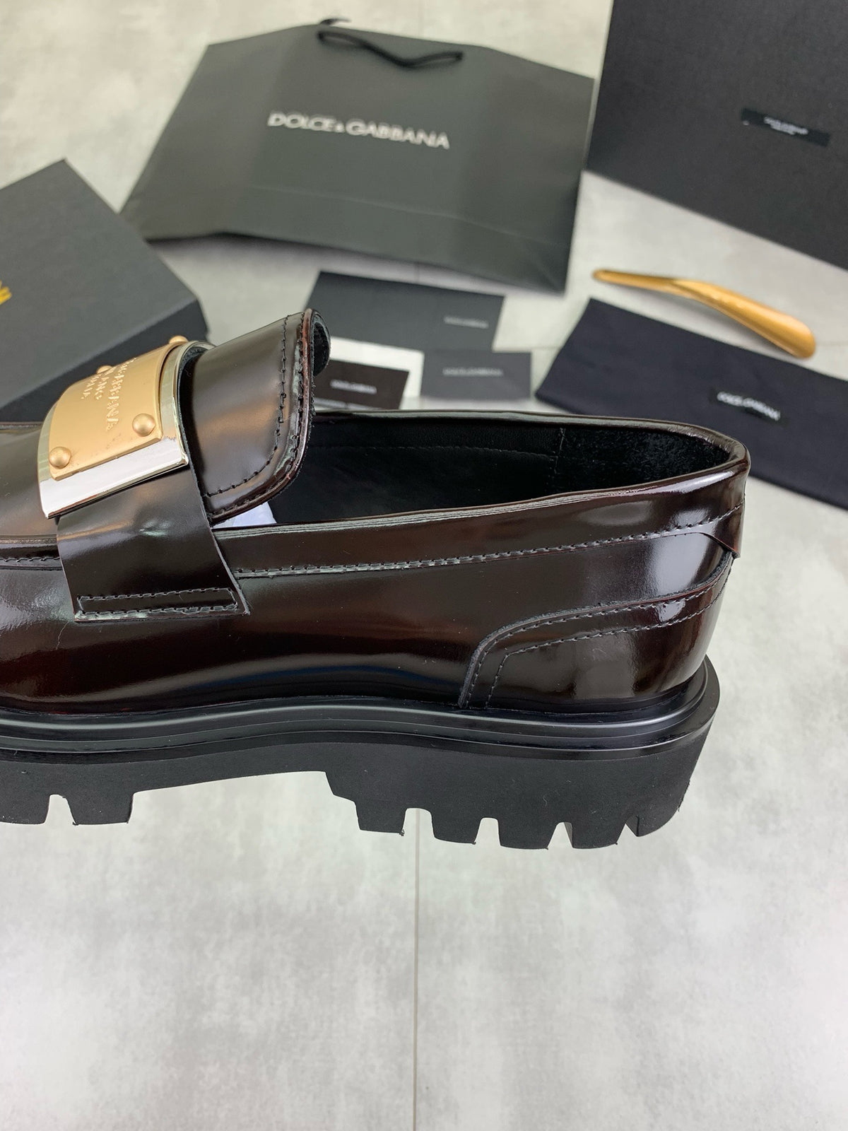 Dolce & Gabbana DG Men's Slip-On Moccasin Loafers with Metal Detail
