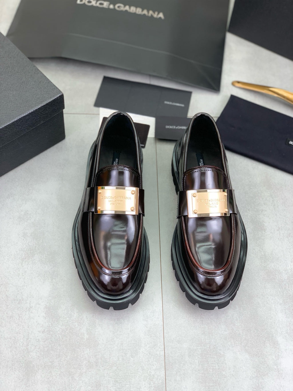Dolce & Gabbana DG Men's Slip-On Moccasin Loafers with Metal Detail