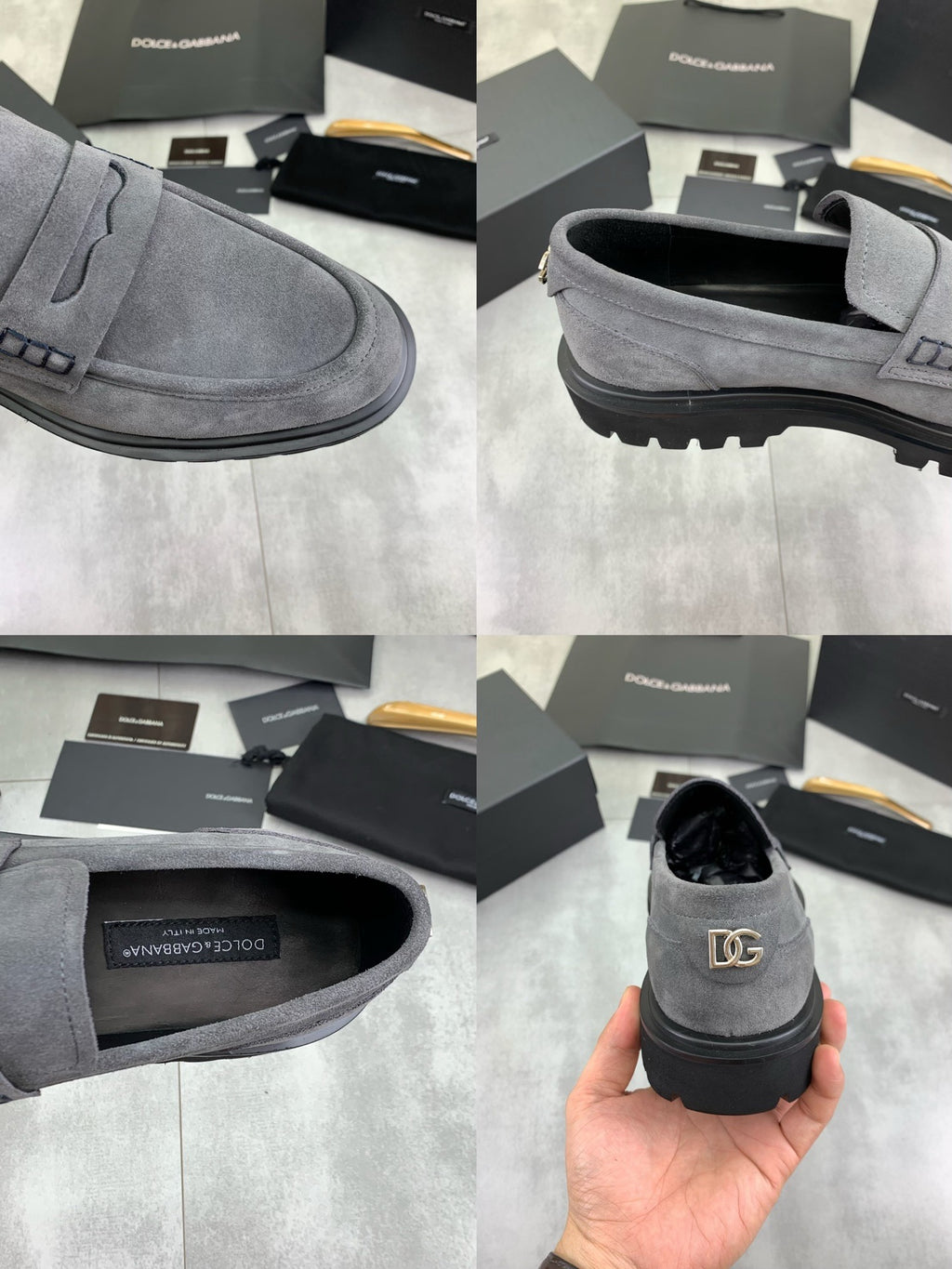 Dolce & Gabbana DG Men's Slip-On Moccasin Loafers with Metal Detail