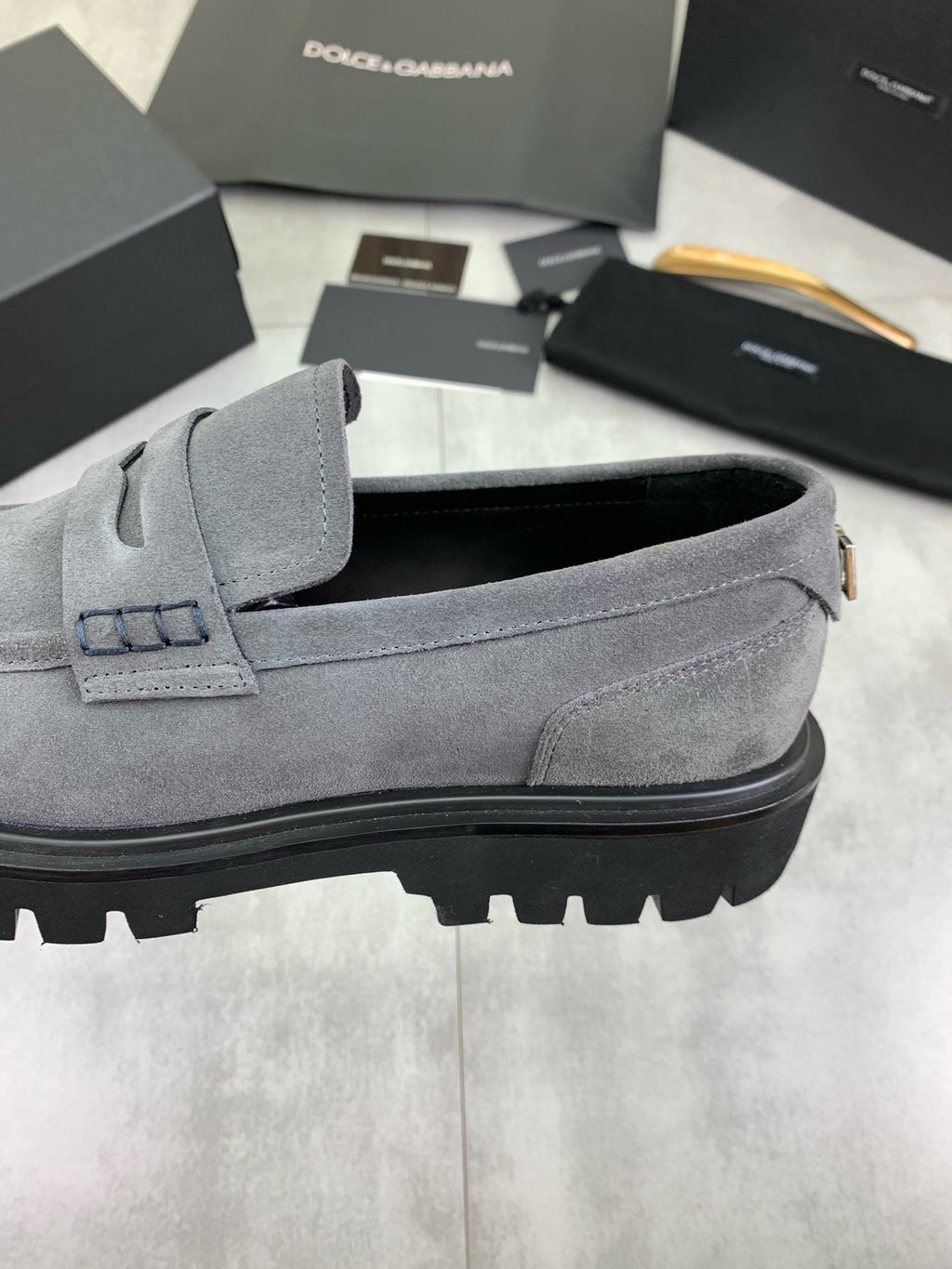 Dolce & Gabbana DG Men's Slip-On Moccasin Loafers with Metal Detail