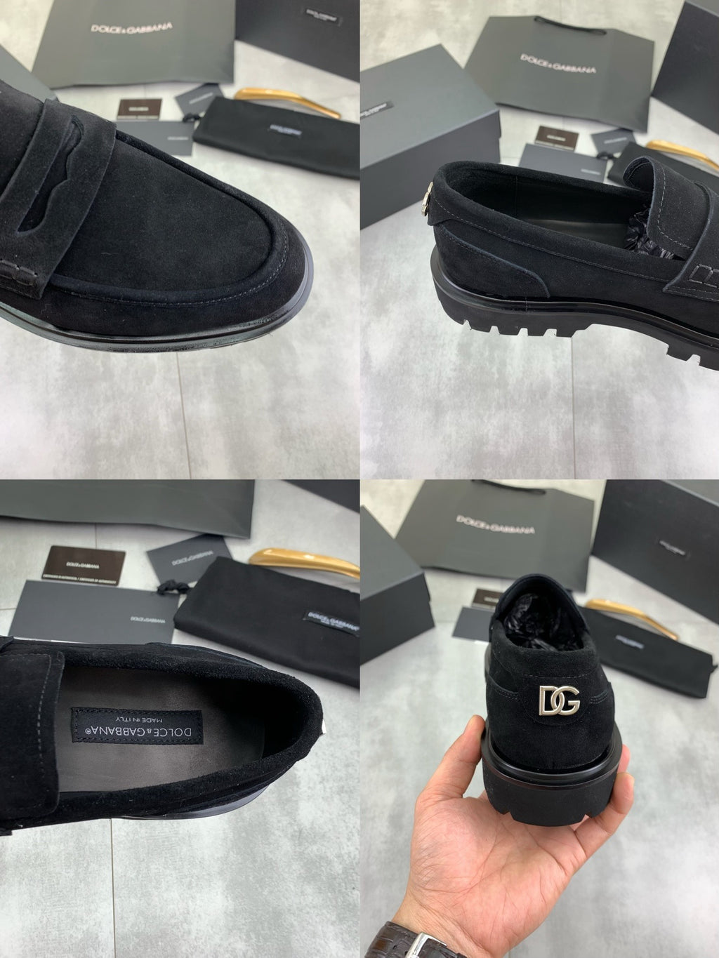 Dolce & Gabbana DG Men's Slip-On Moccasin Loafers with Metal Detail