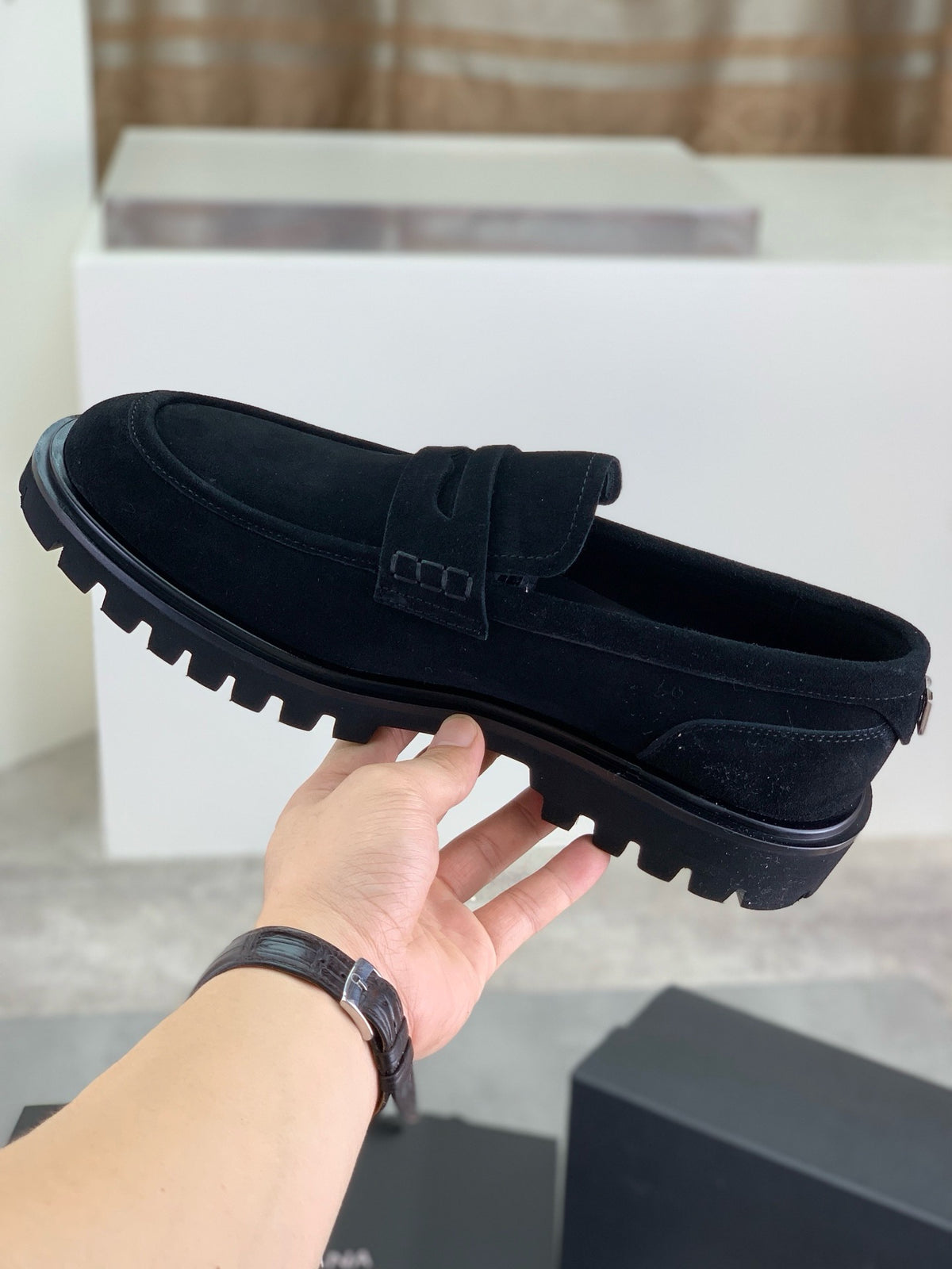 Dolce & Gabbana DG Men's Slip-On Moccasin Loafers with Metal Detail