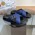 Dolce & Gabbana DG Men's Leather Strap Sandals with Aluminum Buckle