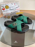 Dolce & Gabbana DG Men's Leather Strap Sandals with Aluminum Buckle