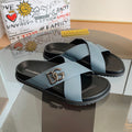 Dolce & Gabbana DG Men's Leather Strap Sandals with Aluminum Buckle