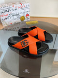 Dolce & Gabbana DG Men's Leather Strap Sandals with Aluminum Buckle