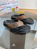 Dolce & Gabbana DG Men's Leather Strap Sandals with Aluminum Buckle