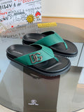 Dolce & Gabbana DG Men's Leather Strap Sandals with Aluminum Buckle