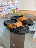 Dolce & Gabbana DG Men's Leather Strap Sandals with Aluminum Buckle