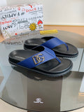 Dolce & Gabbana DG Men's Leather Strap Sandals with Aluminum Buckle