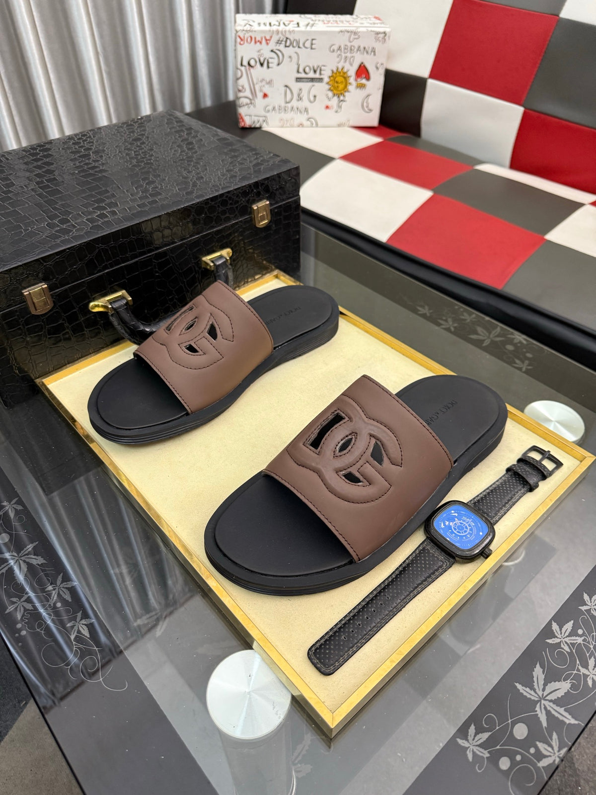 Dolce & Gabbana DG Men's PVC Slides with Molded TPU Sole