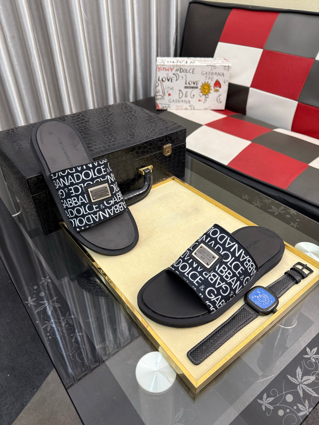 Dolce & Gabbana DG Men's PVC Slides with Molded TPU Sole