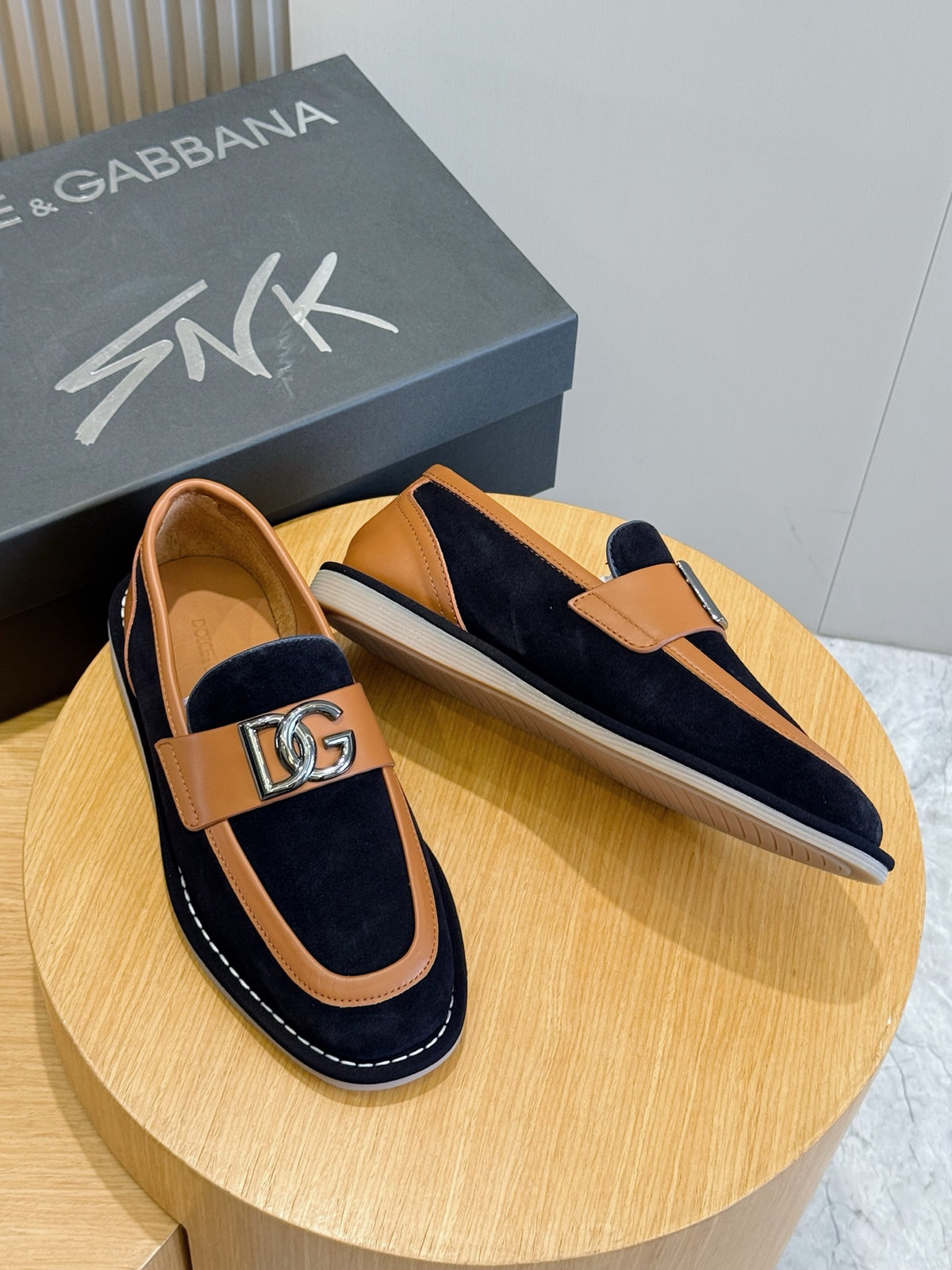 Dolce & Gabbana DG Men's New Florio Suede Moccasin Loafers with Logo