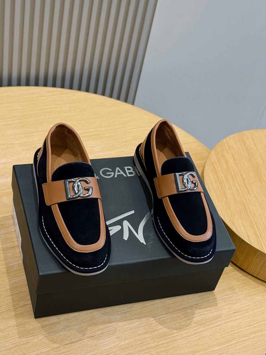 Dolce & Gabbana DG Men's New Florio Suede Moccasin Loafers with Logo