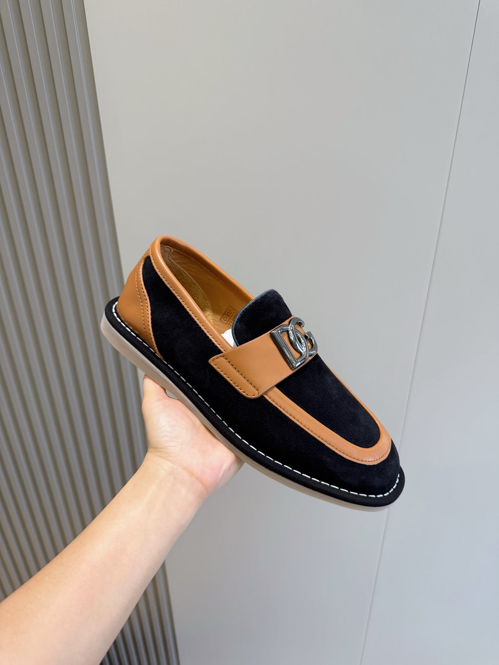 Dolce & Gabbana DG Men's New Florio Suede Moccasin Loafers with Logo