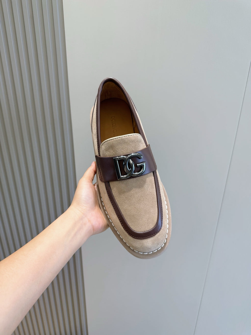 Dolce & Gabbana DG Men's New Florio Suede Moccasin Loafers with Logo