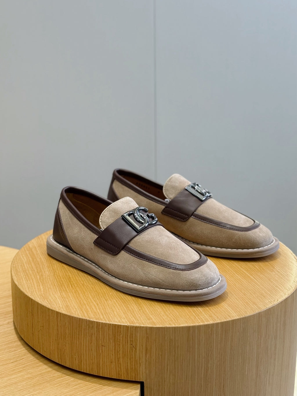 Dolce & Gabbana DG Men's New Florio Suede Moccasin Loafers with Logo