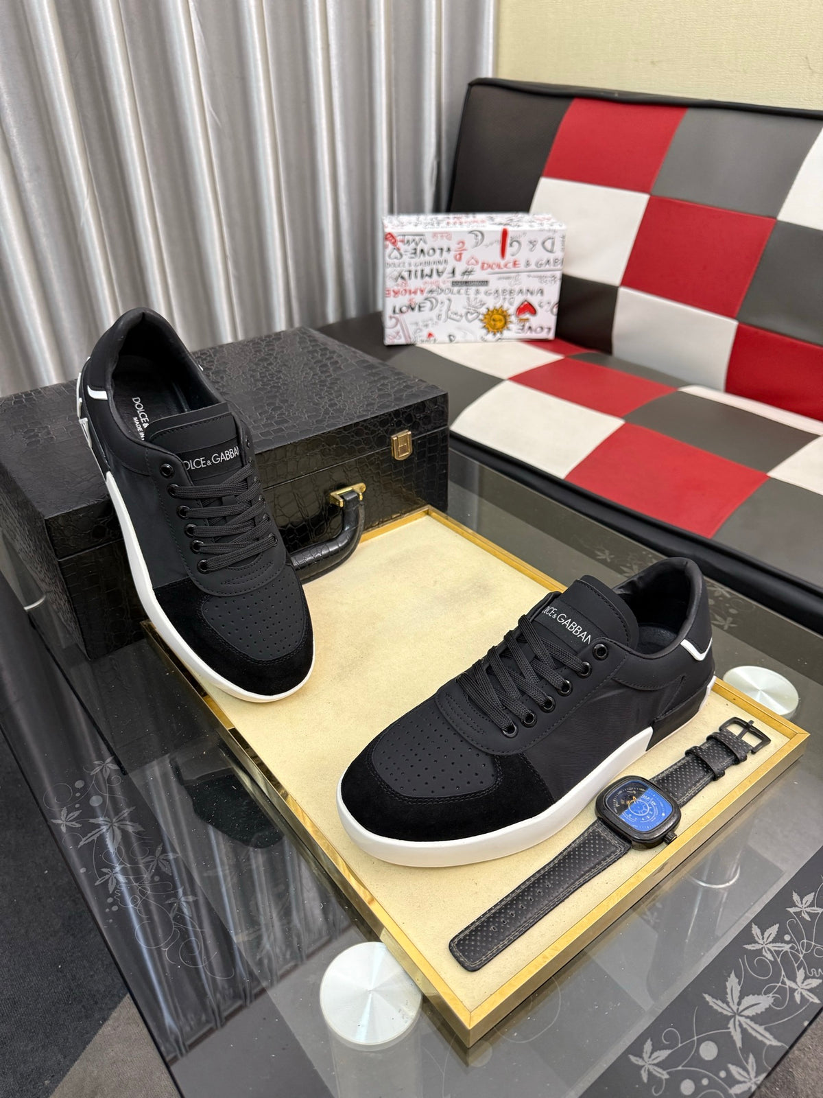 Dolce & Gabbana DG Silk Calfskin & Nubuck Casual Sneakers