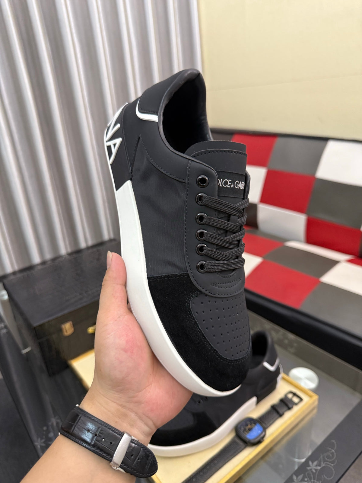 Dolce & Gabbana DG Silk Calfskin & Nubuck Casual Sneakers