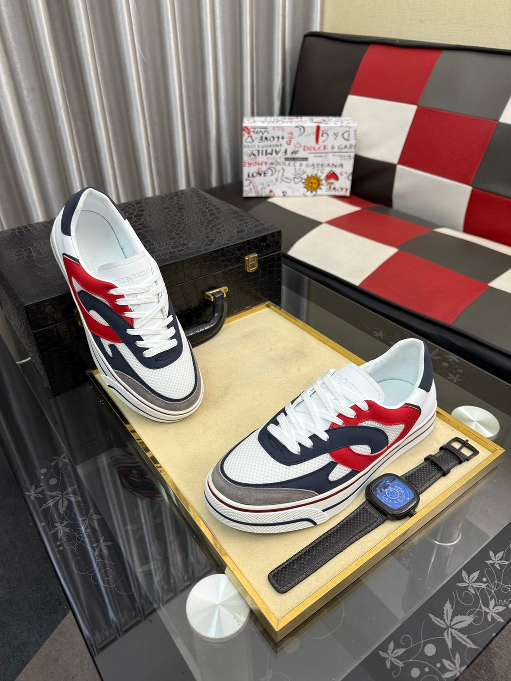 Dolce & Gabbana DG Silk Calfskin & Nubuck Casual Sneakers
