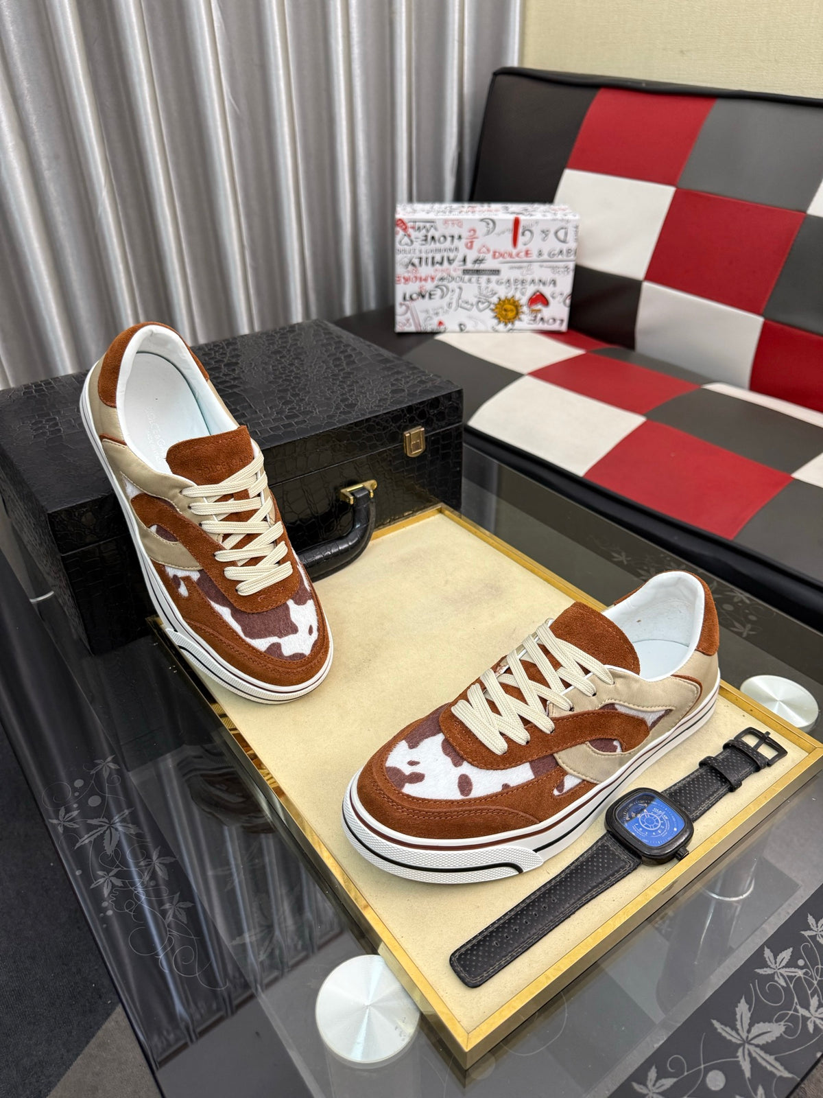 Dolce & Gabbana DG Silk Calfskin & Nubuck Casual Sneakers