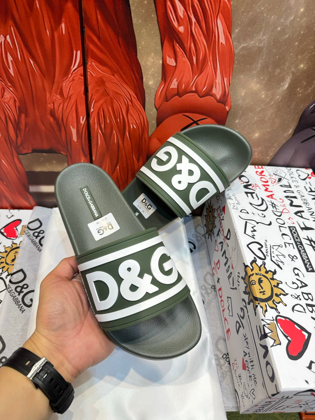 Dolce & Gabbana DG Men's Embossed-Logo PVC Slides