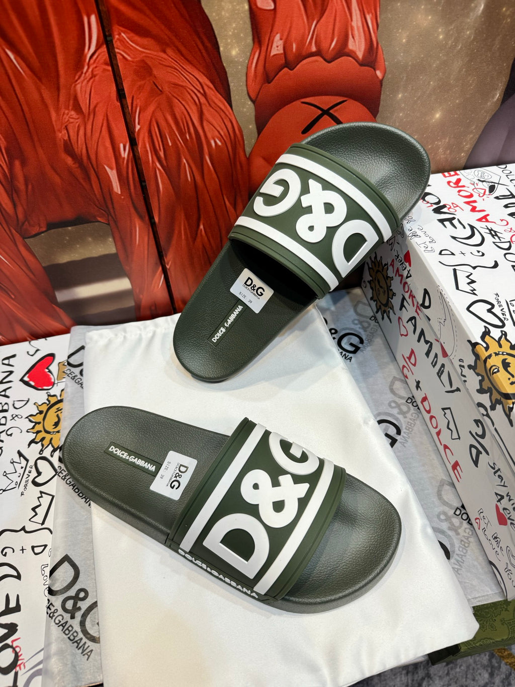 Dolce & Gabbana DG Men's Embossed-Logo PVC Slides