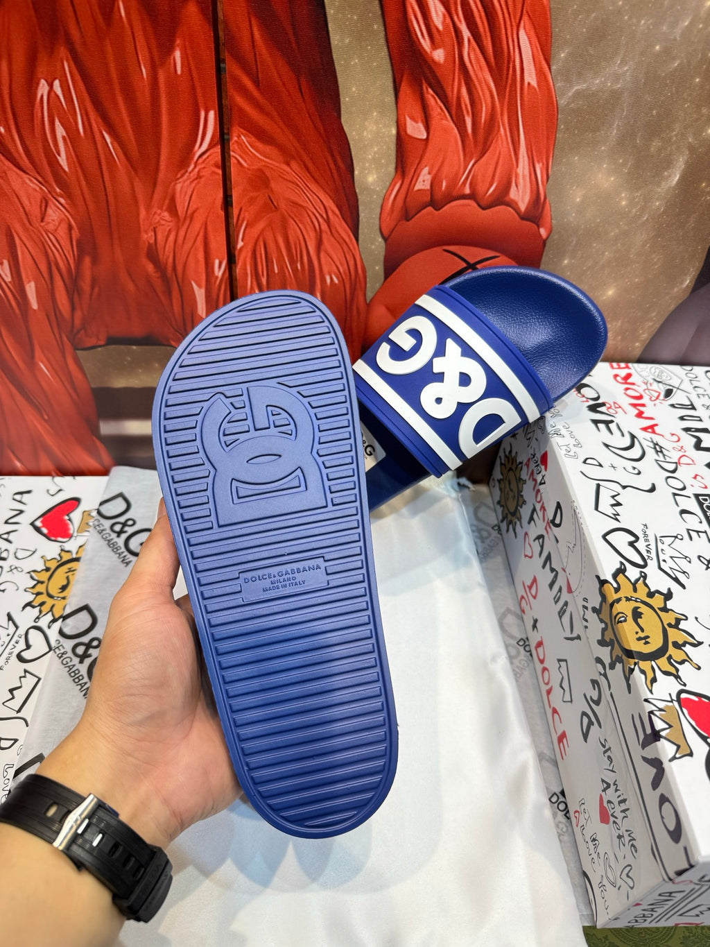 Dolce & Gabbana DG Men's Embossed-Logo PVC Slides
