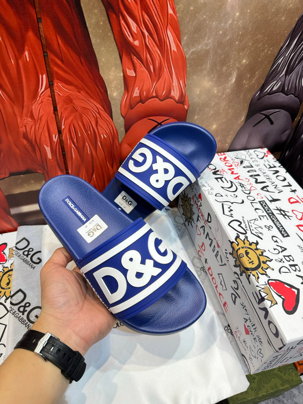 Dolce & Gabbana DG Men's Embossed-Logo PVC Slides