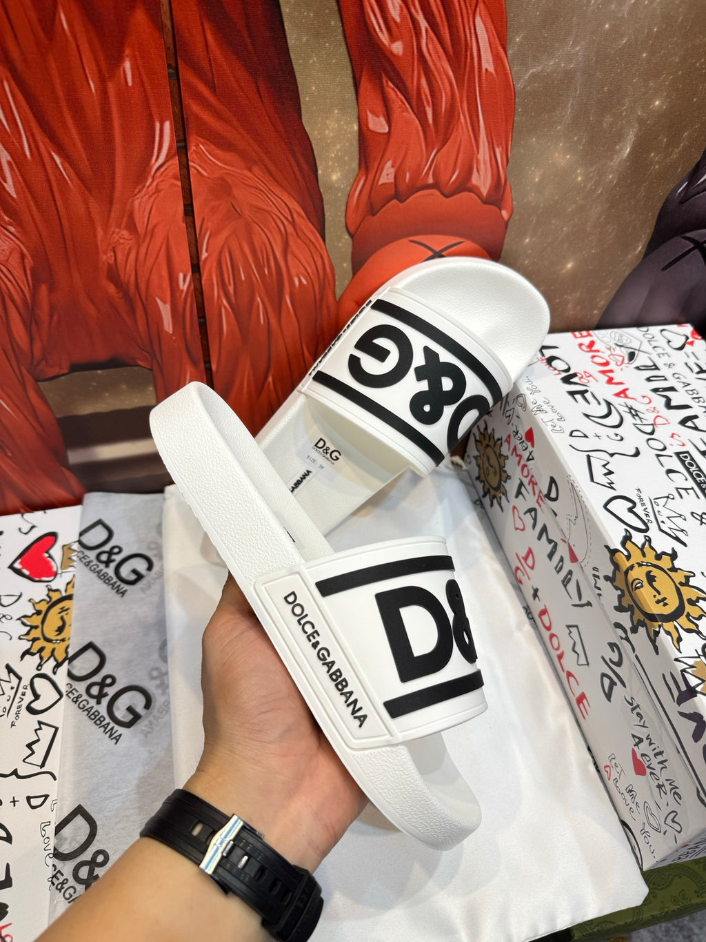 Dolce & Gabbana DG Men's Embossed-Logo PVC Slides