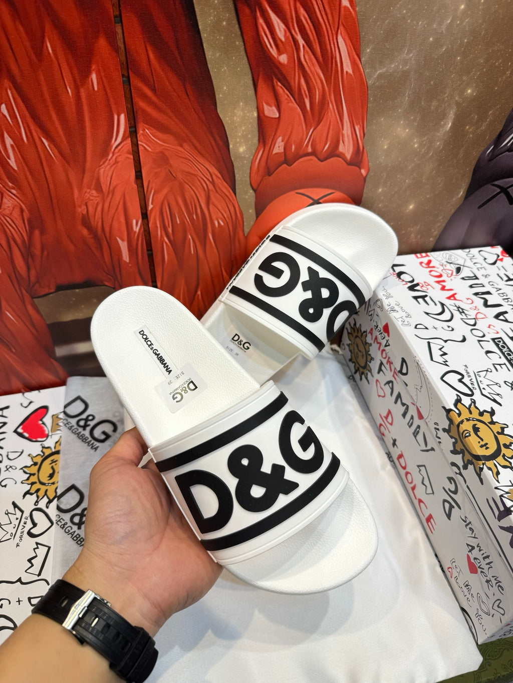 Dolce & Gabbana DG Men's Embossed-Logo PVC Slides