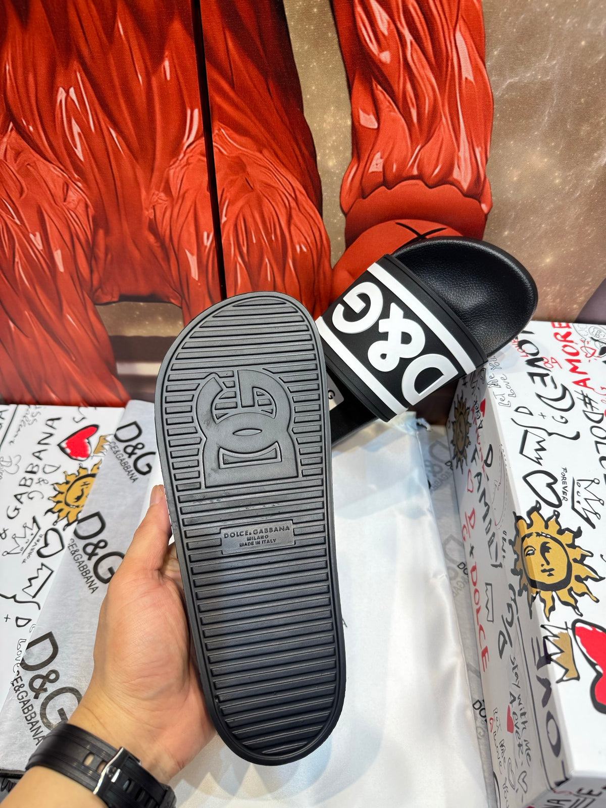 Dolce & Gabbana DG Men's Embossed-Logo PVC Slides