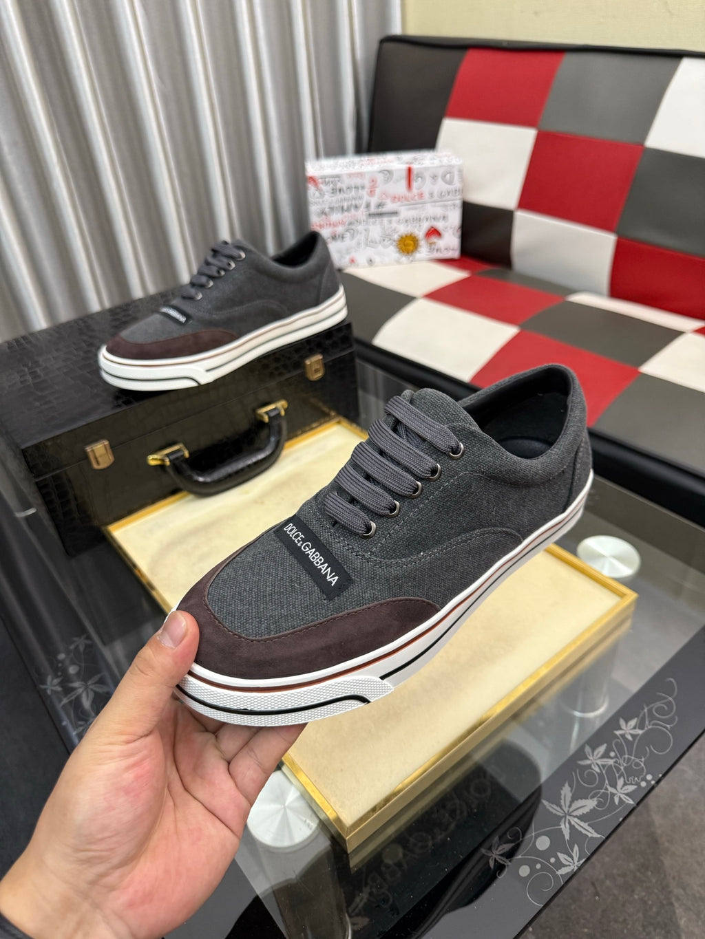 Dolce & Gabbana DG Silk Calfskin & Nubuck Casual Sneakers