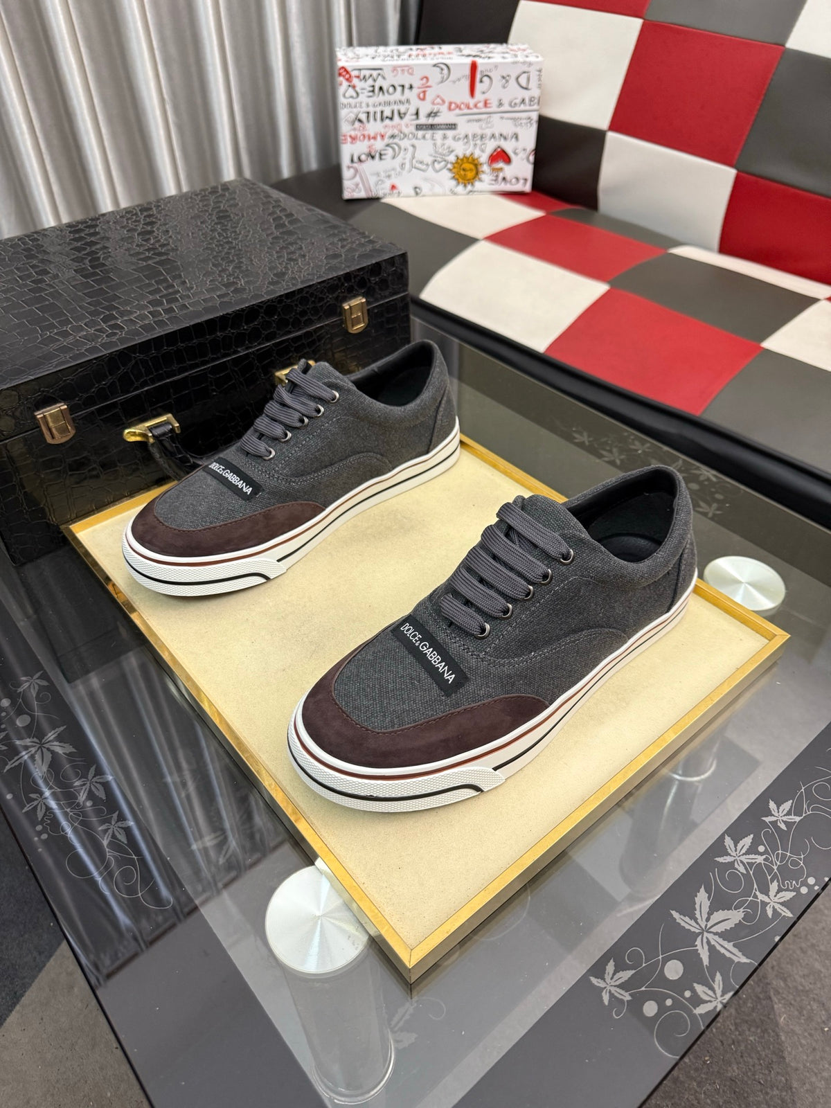 Dolce & Gabbana DG Silk Calfskin & Nubuck Casual Sneakers