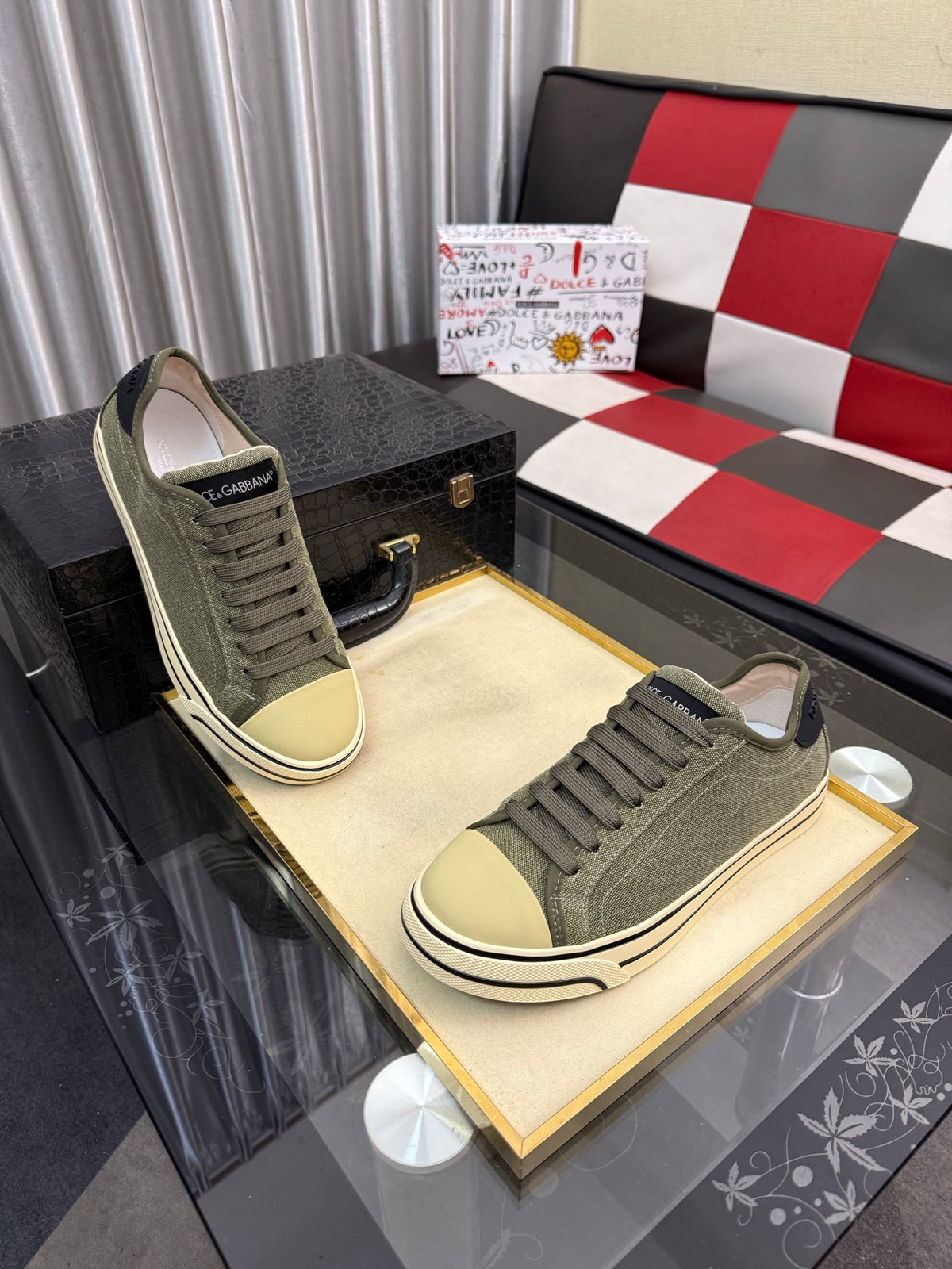 Dolce & Gabbana DG Silk Calfskin & Nubuck Casual Sneakers