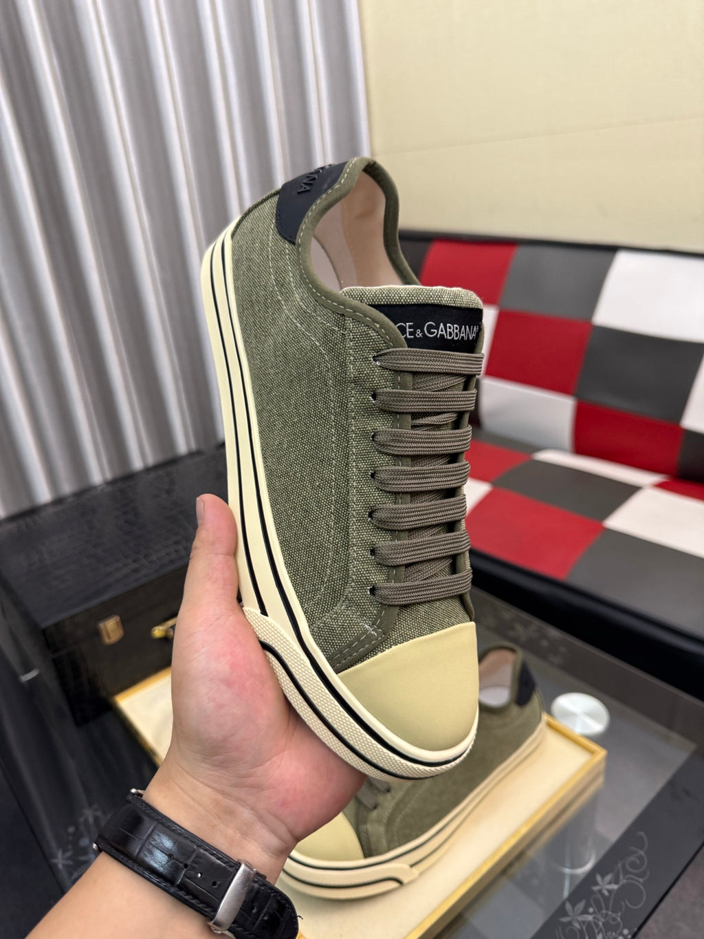 Dolce & Gabbana DG Silk Calfskin & Nubuck Casual Sneakers