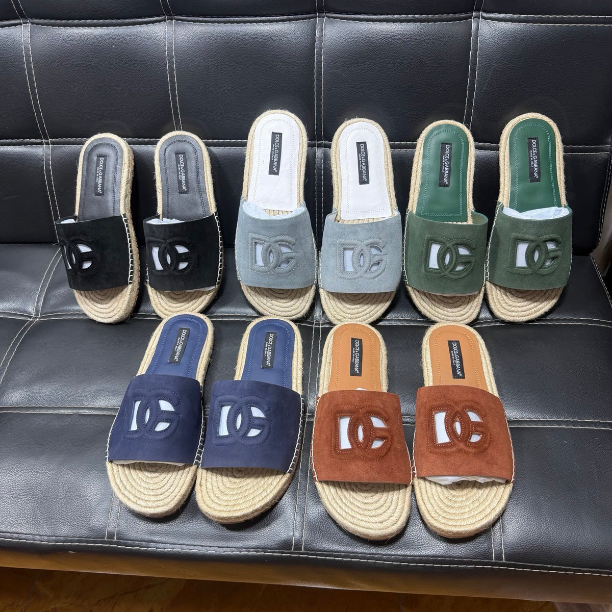 Dolce & Gabbana DG Men's Leather Strap Sandals with Aluminum Buckle