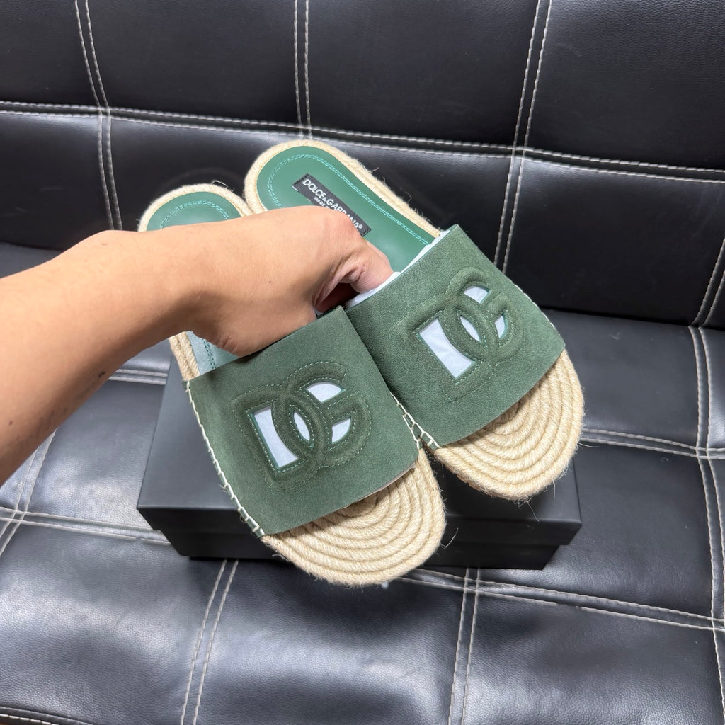 Dolce & Gabbana DG Men's Leather Strap Sandals with Aluminum Buckle
