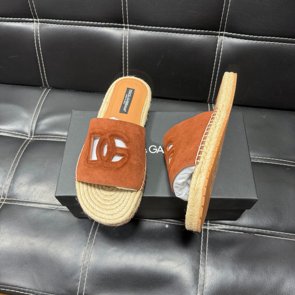 Dolce & Gabbana DG Men's Leather Strap Sandals with Aluminum Buckle
