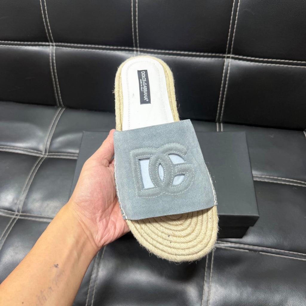 Dolce & Gabbana DG Men's Leather Strap Sandals with Aluminum Buckle