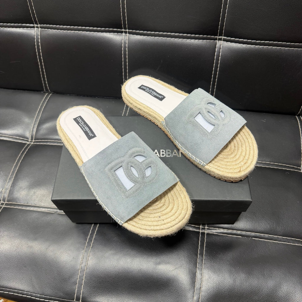 Dolce & Gabbana DG Men's Leather Strap Sandals with Aluminum Buckle