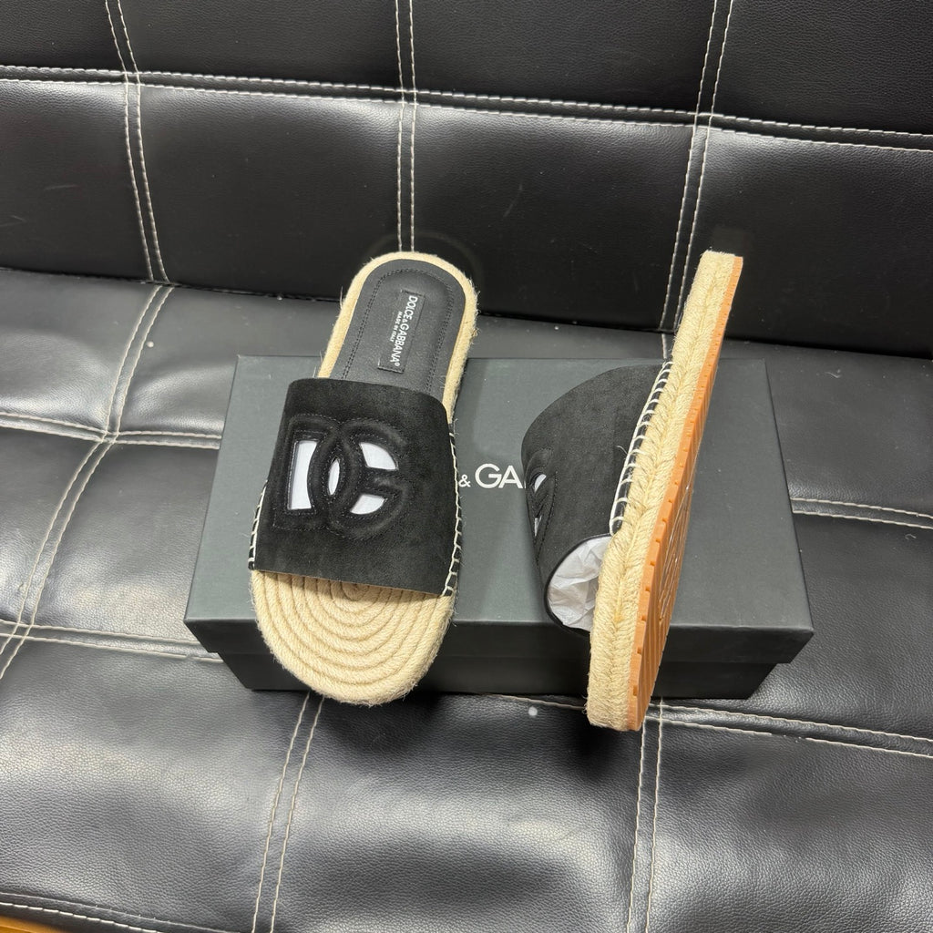 Dolce & Gabbana DG Men's Leather Strap Sandals with Aluminum Buckle