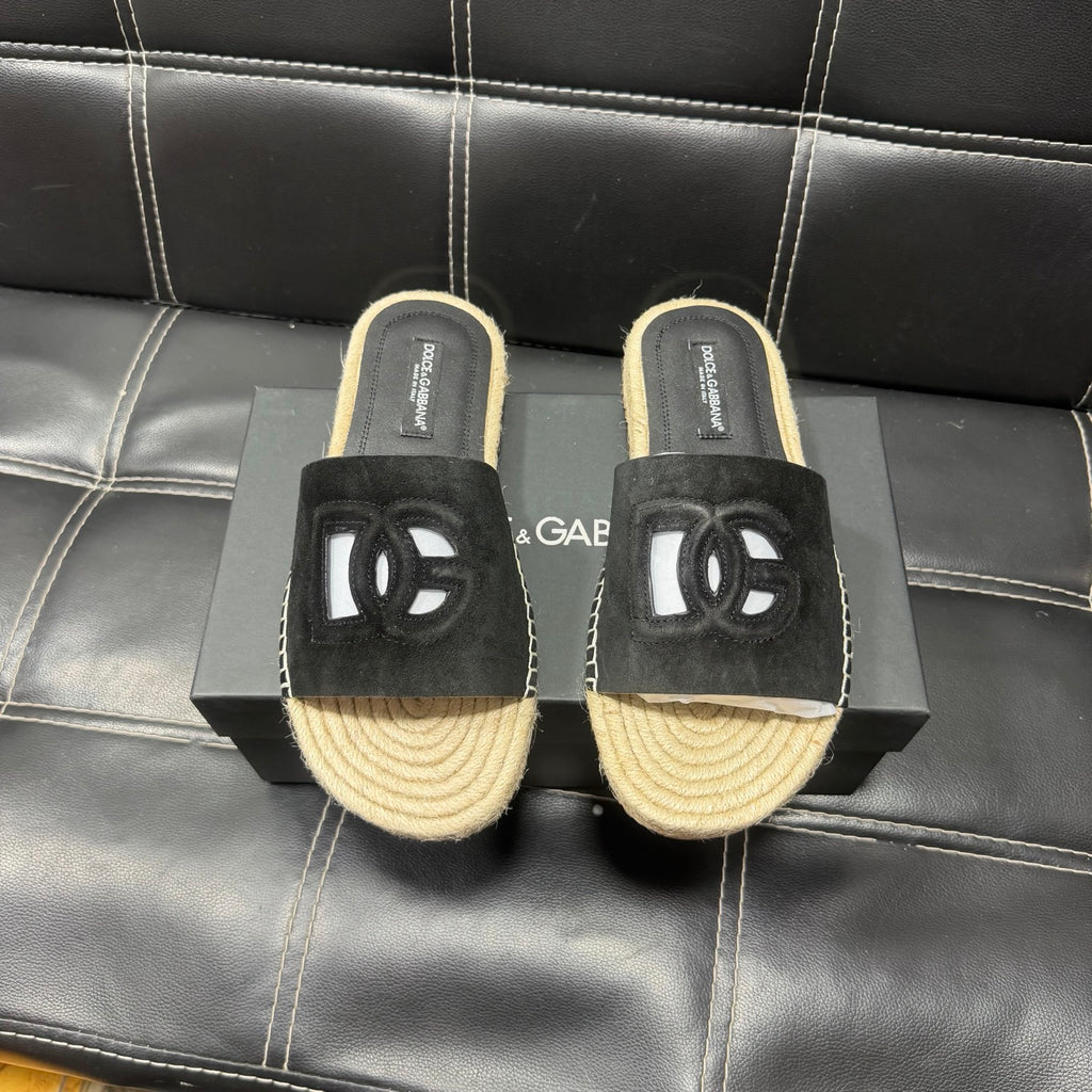 Dolce & Gabbana DG Men's Leather Strap Sandals with Aluminum Buckle