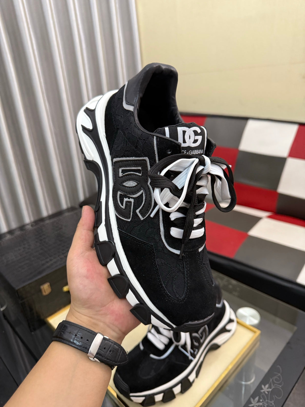Dolce & Gabbana DG Silk Calfskin & Nubuck Casual Sneakers