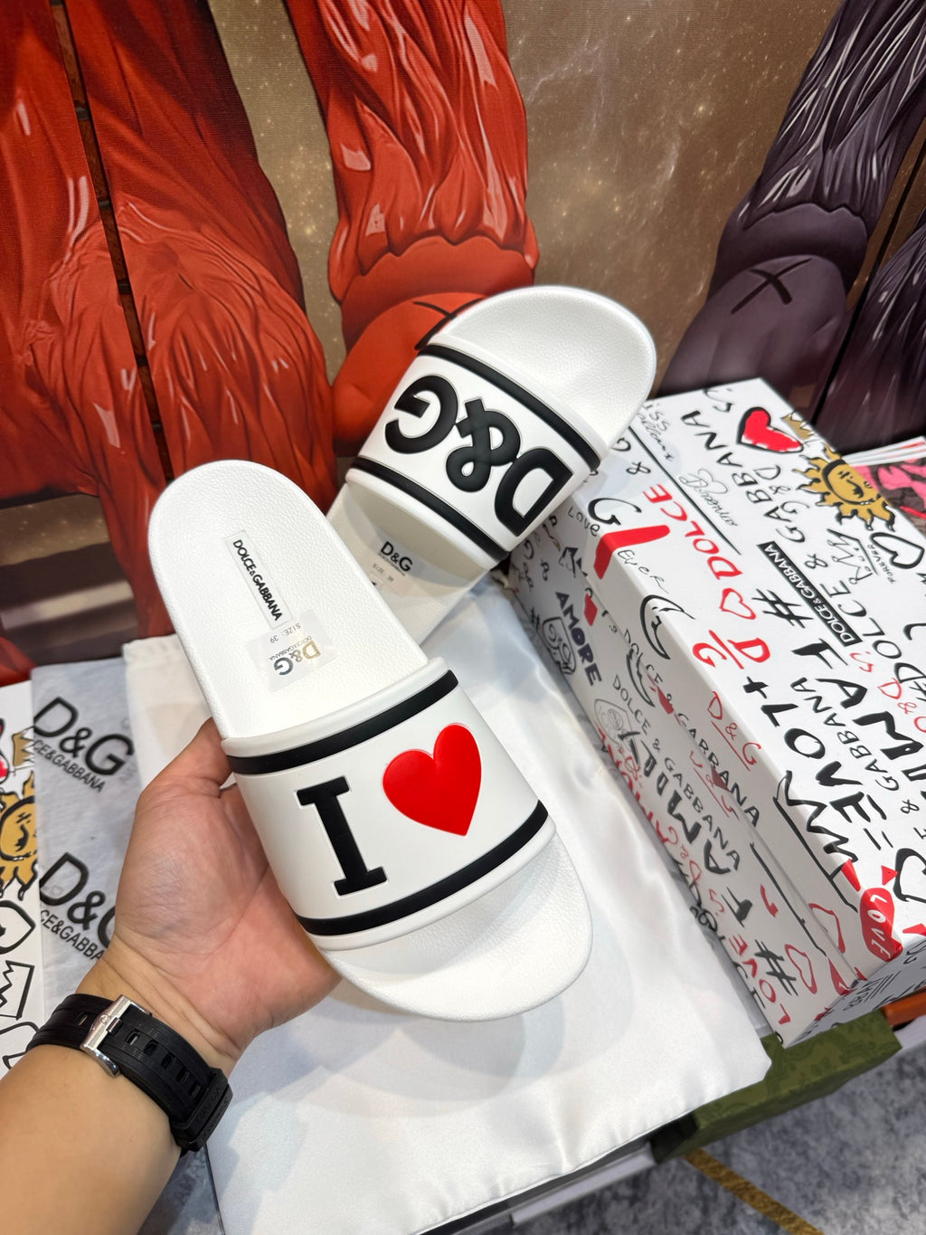 Dolce & Gabbana DG Men's Embossed-Logo PVC Slides
