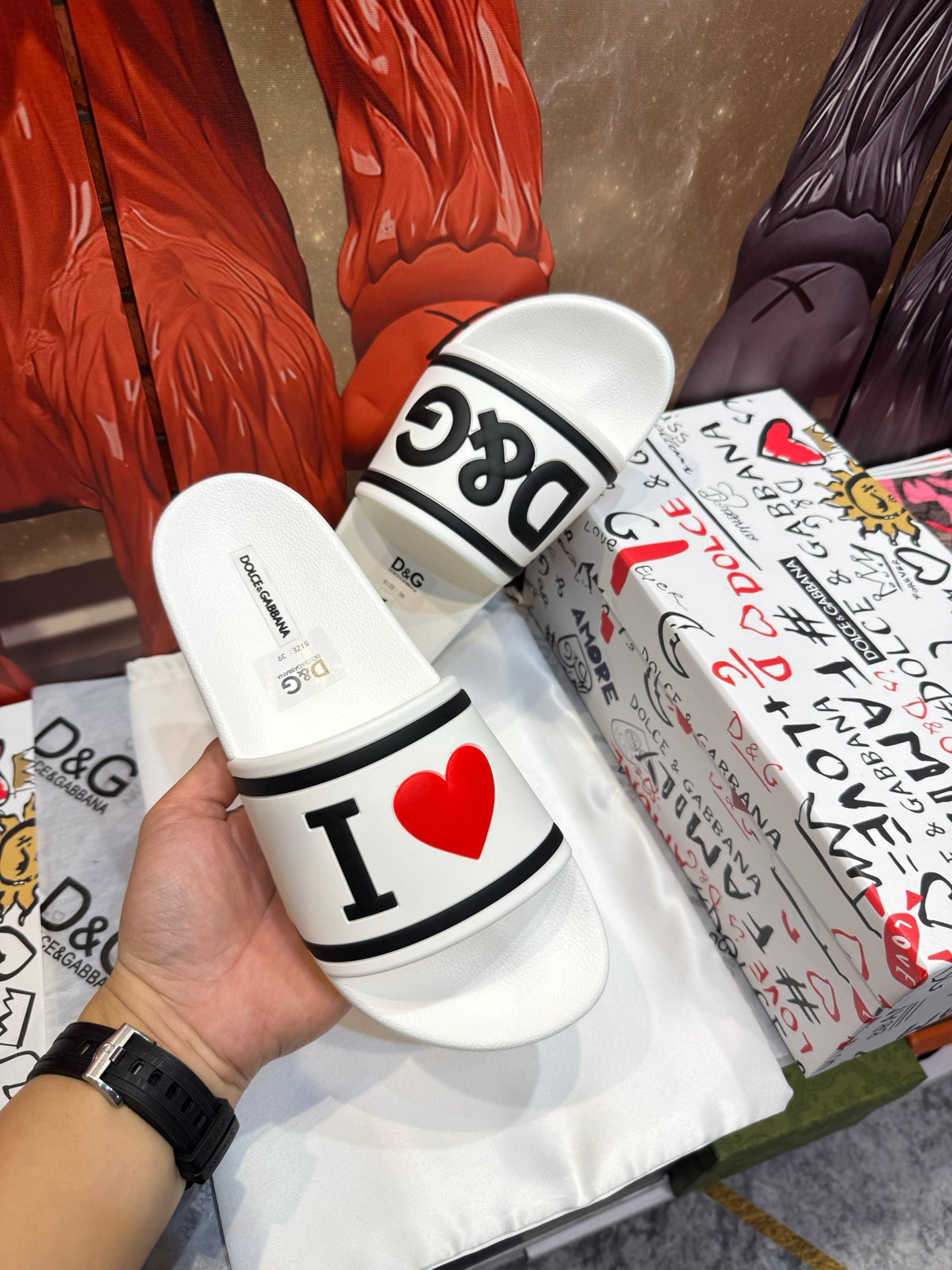 Dolce & Gabbana DG Men's Embossed-Logo PVC Slides