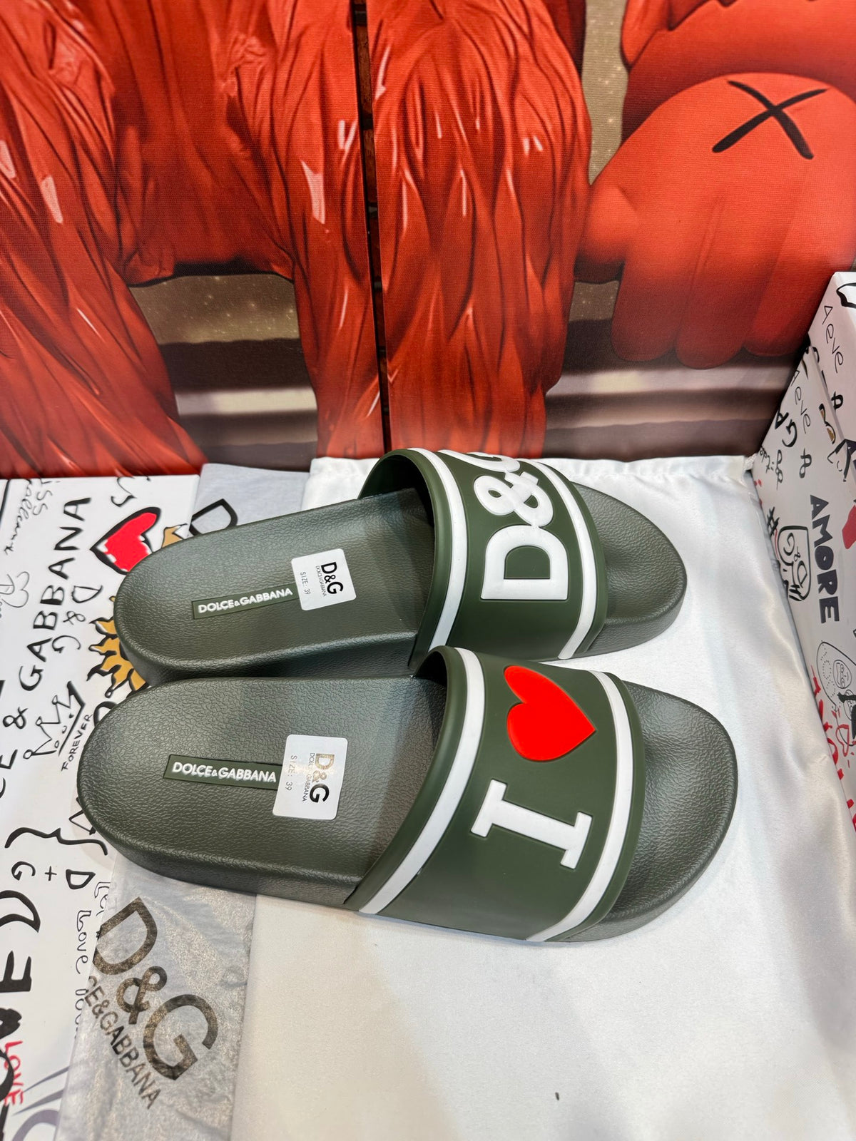 Dolce & Gabbana DG Men's Embossed-Logo PVC Slides