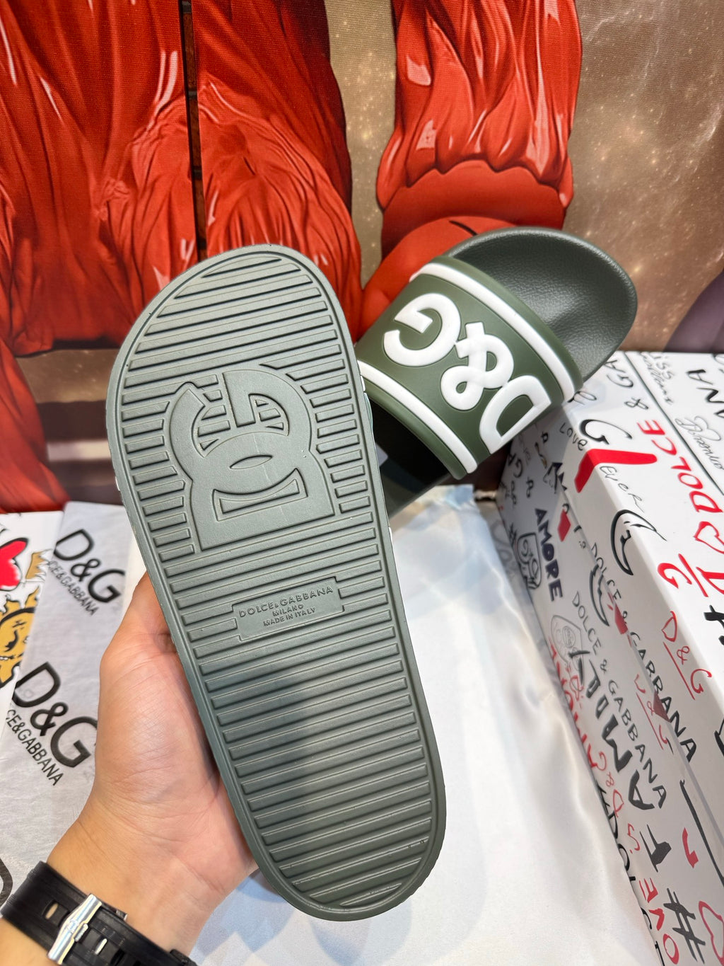 Dolce & Gabbana DG Men's Embossed-Logo PVC Slides