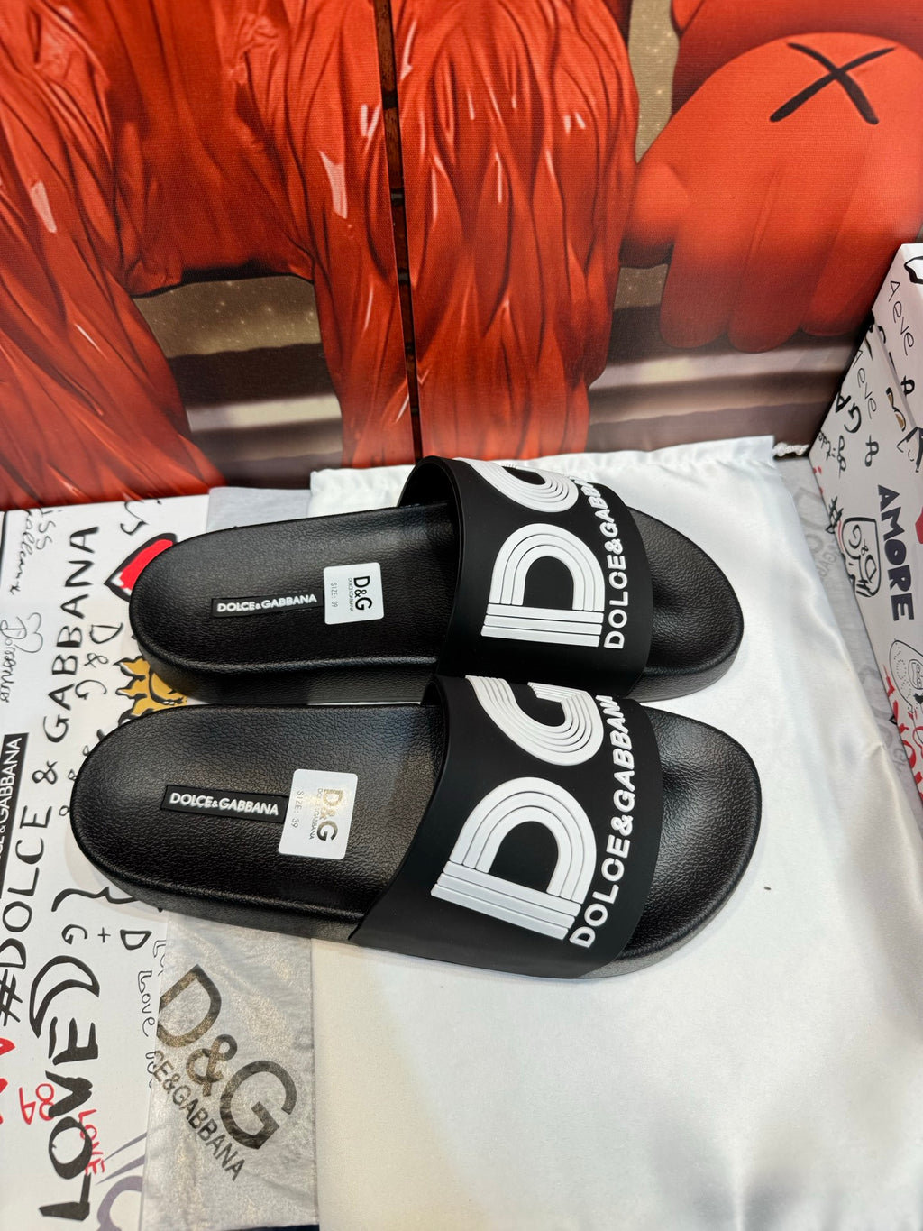 Dolce & Gabbana DG Men's Embossed-Logo PVC Slides
