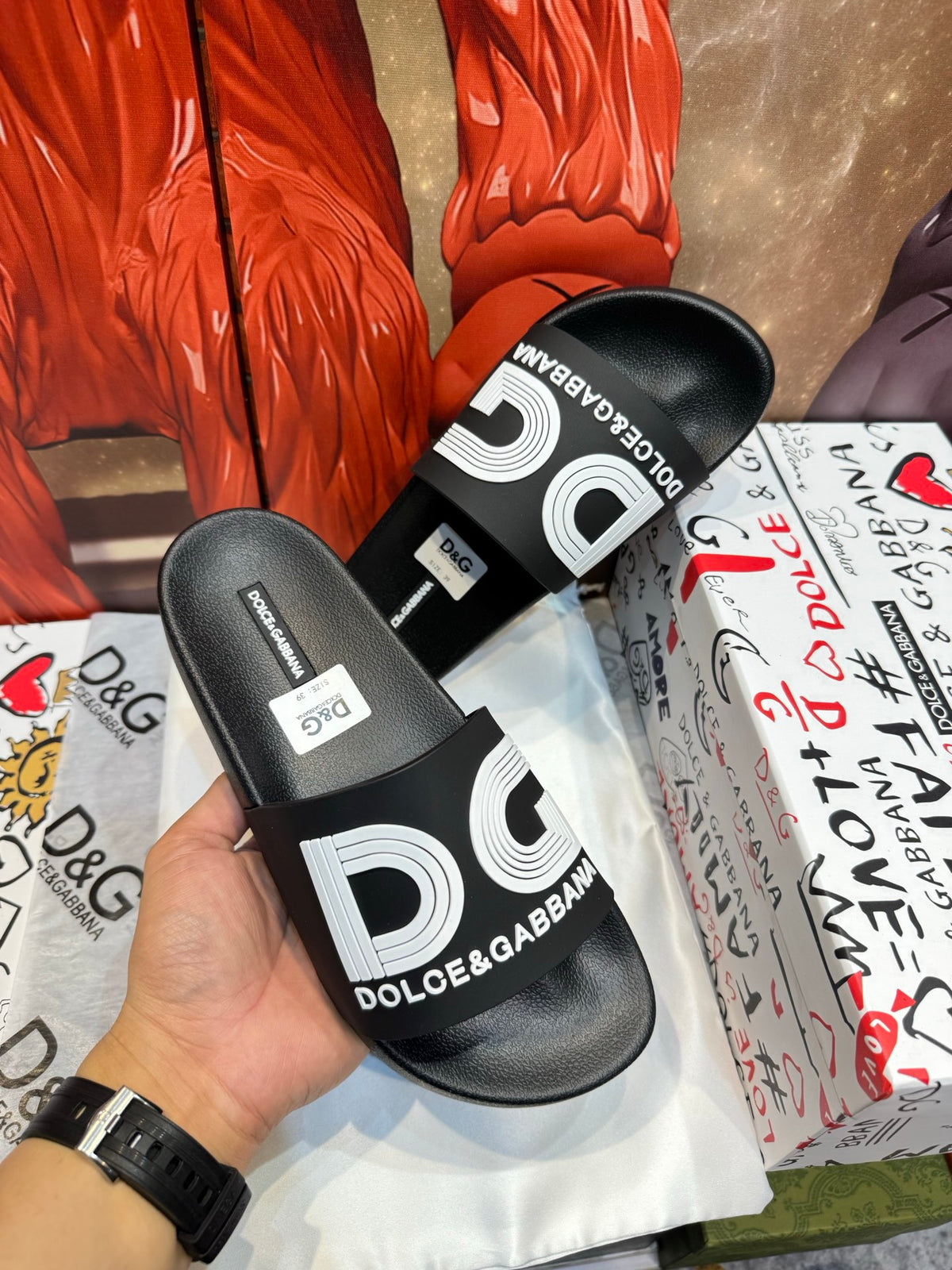 Dolce & Gabbana DG Men's Embossed-Logo PVC Slides